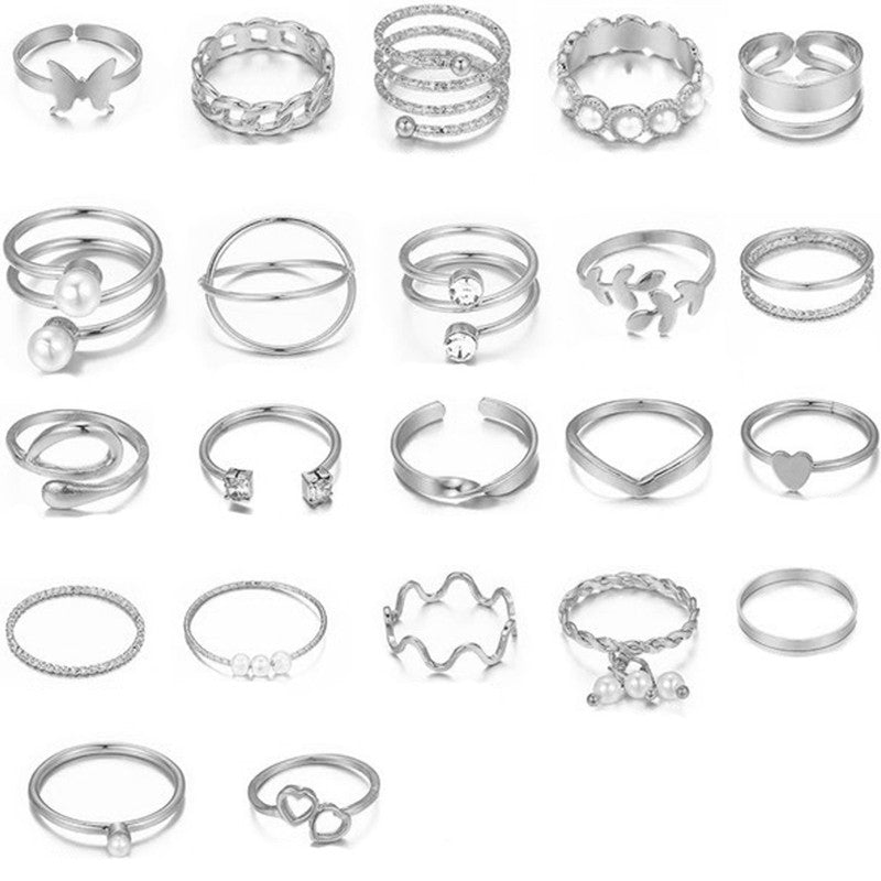 Silver Plated Stackable Rings (Pack of 22) - MySmartBazaar
