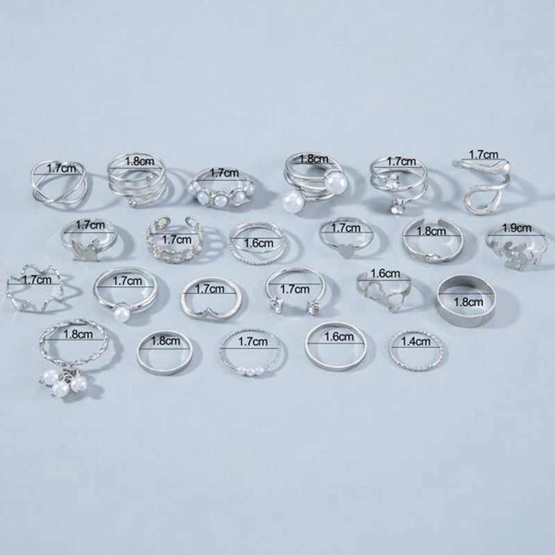 Silver Plated Stackable Rings (Pack of 22) - MySmartBazaar
