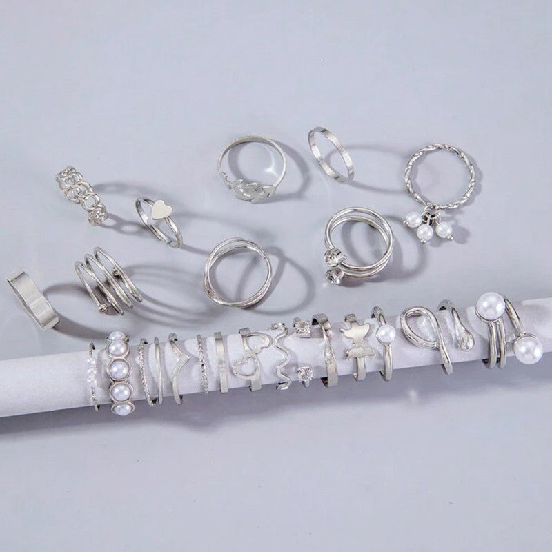 Silver Plated Stackable Rings (Pack of 22) - MySmartBazaar