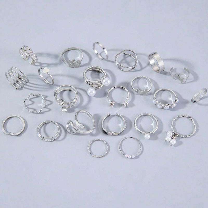 Silver Plated Stackable Rings (Pack of 22) - MySmartBazaar