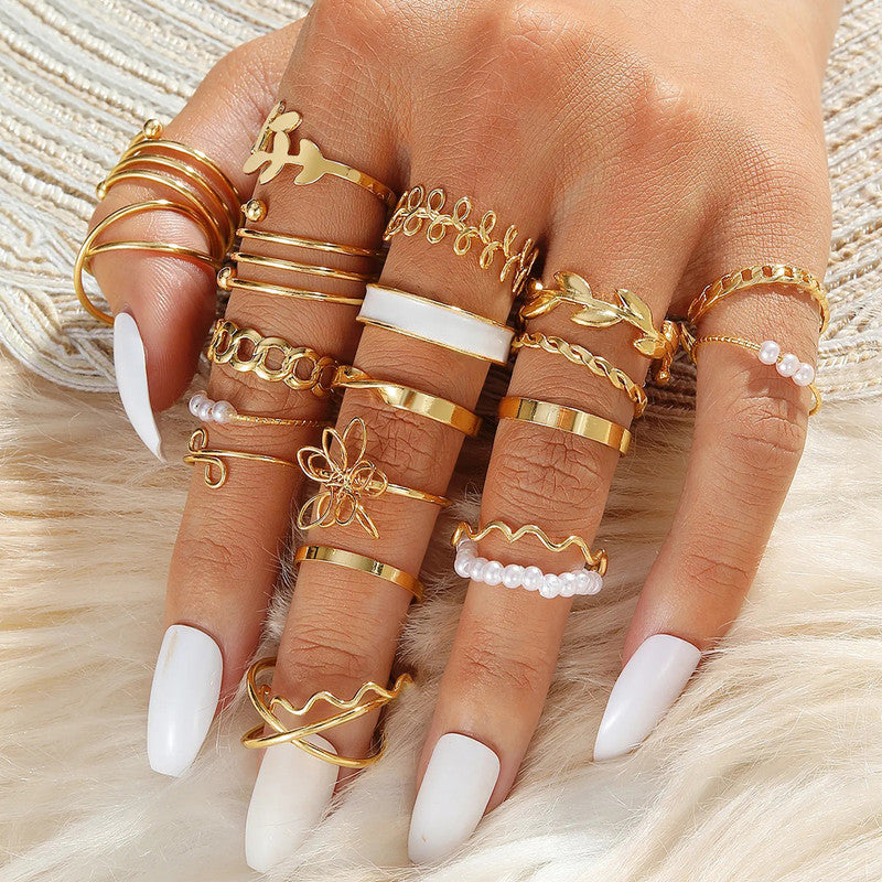Gold Plated Stackable Rings (Pack of 22) - MySmartBazaar