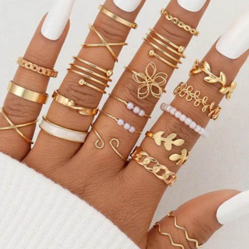 Gold Plated Stackable Rings (Pack of 22) - MySmartBazaar