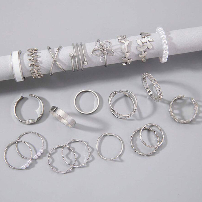 Silver Plated Stackable Rings (Pack of 22) - MySmartBazaar