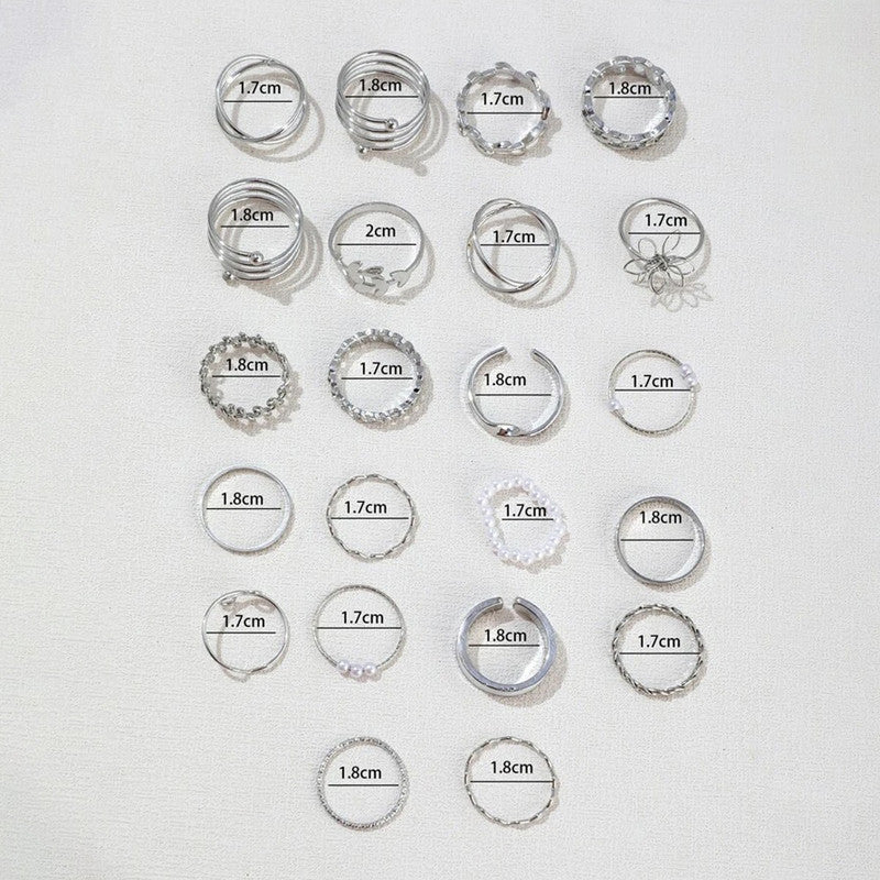 Silver Plated Stackable Rings (Pack of 22) - MySmartBazaar