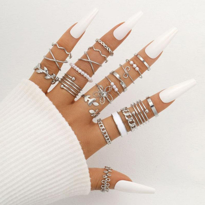 Silver Plated Stackable Rings (Pack of 22) - MySmartBazaar