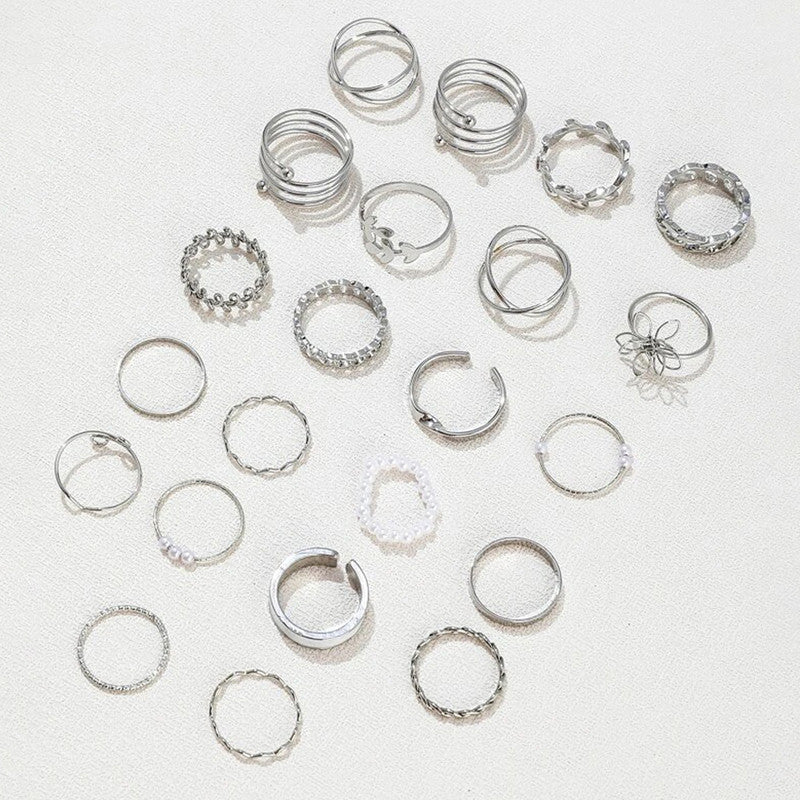 Silver Plated Stackable Rings (Pack of 22) - MySmartBazaar