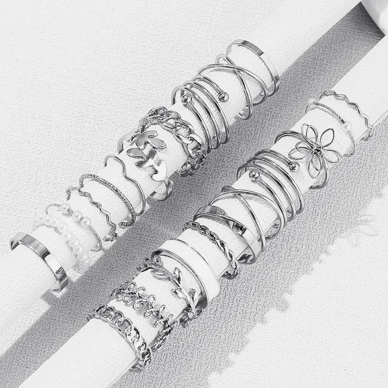 Silver Plated Stackable Rings (Pack of 22) - MySmartBazaar