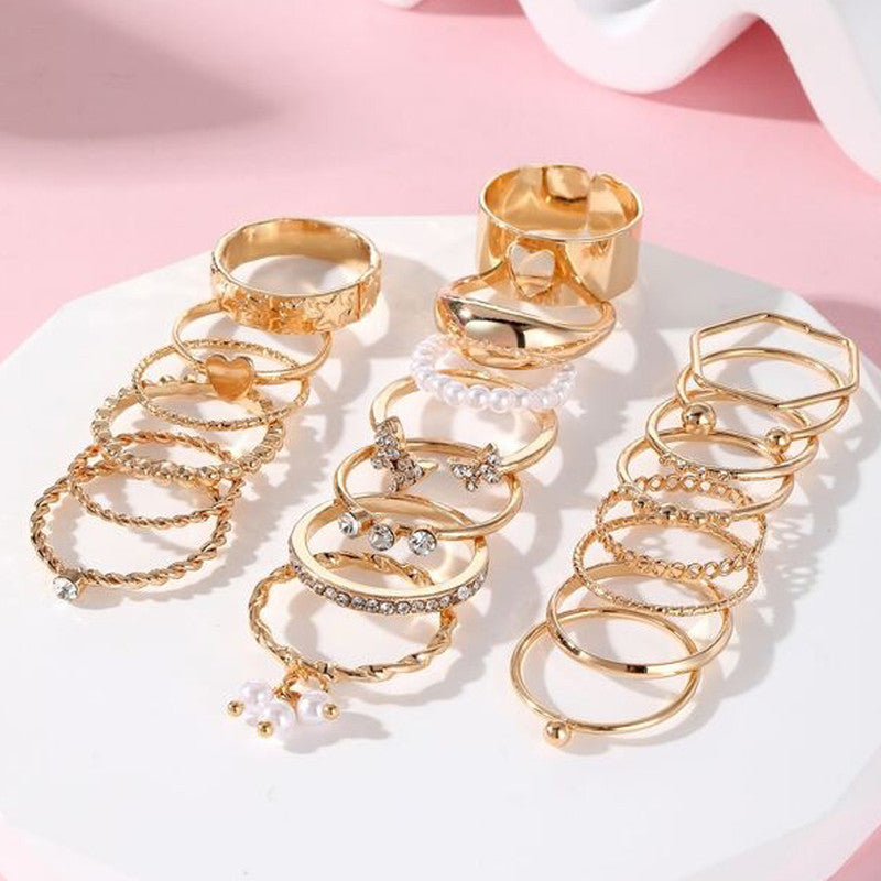 Gold Plated Stackable Rings (Pack of 21) - MySmartBazaar