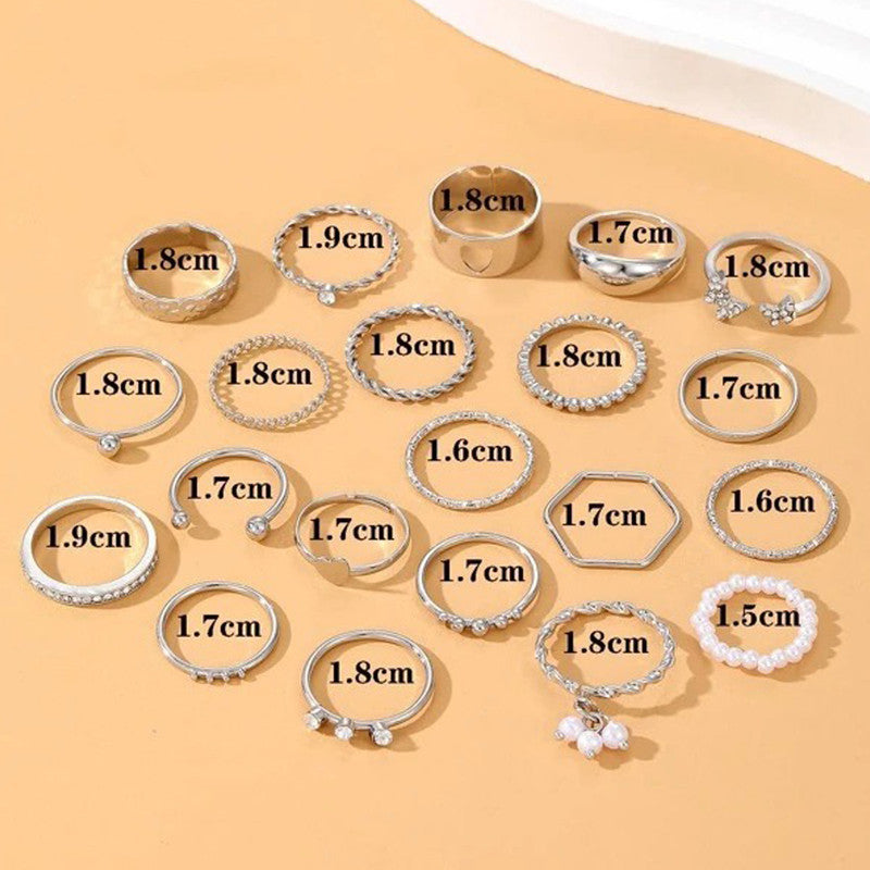 Silver Plated Stackable Rings (Pack of 21) - MySmartBazaar