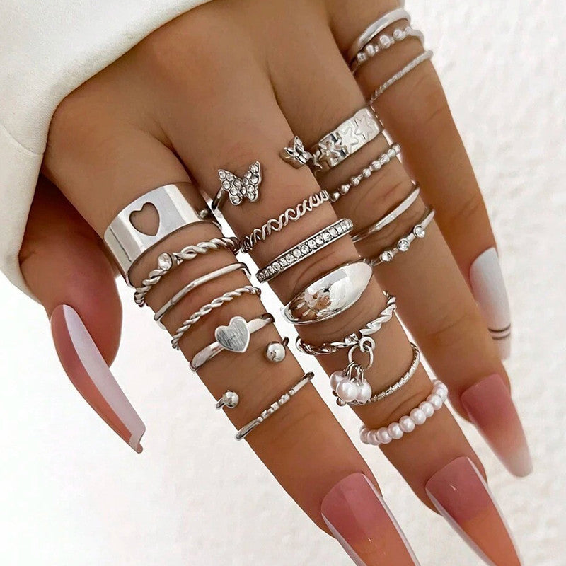 Silver Plated Stackable Rings (Pack of 21) - MySmartBazaar
