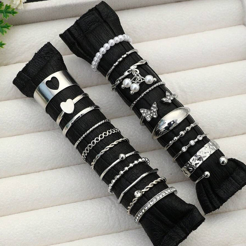 Silver Plated Stackable Rings (Pack of 21) - MySmartBazaar