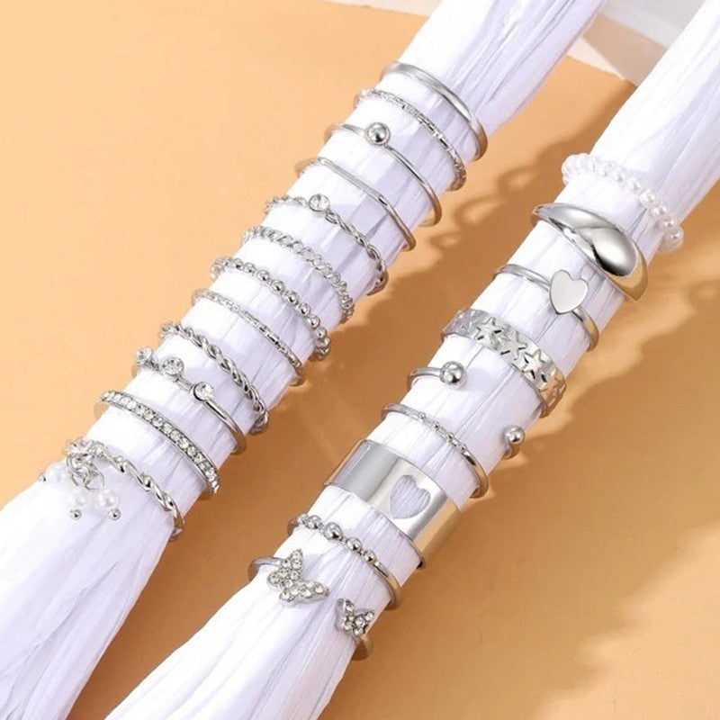 Silver Plated Stackable Rings (Pack of 21) - MySmartBazaar