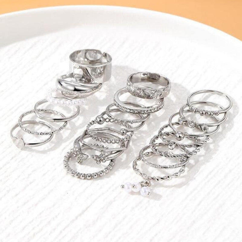 Silver Plated Stackable Rings (Pack of 21) - MySmartBazaar