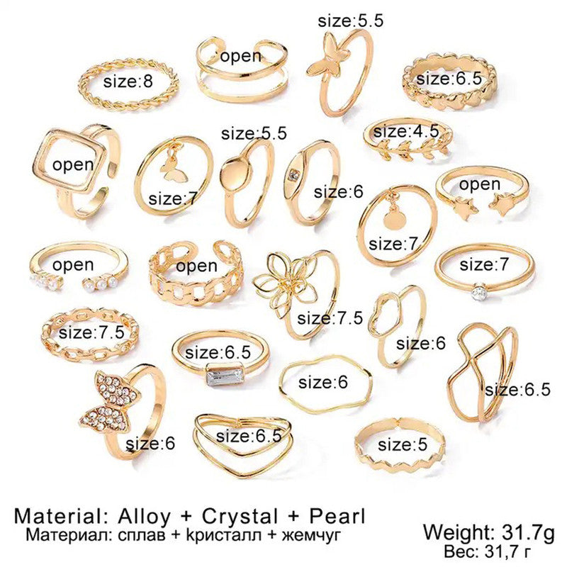 Gold Plated Stackable Rings (Pack of 23) - MySmartBazaar