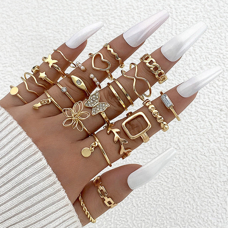Gold Plated Stackable Rings Pack of 23 For Women - MySmartBazaar