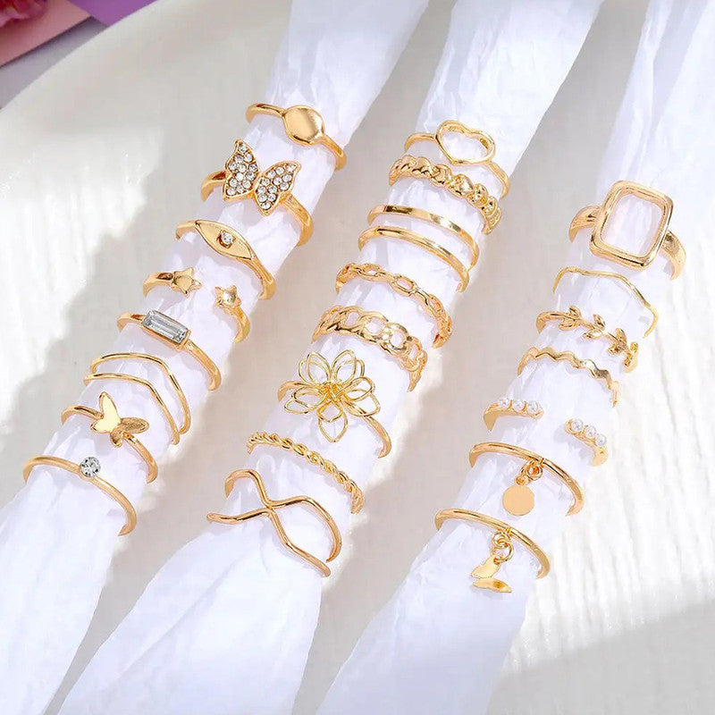 Gold Plated Stackable Rings (Pack of 23) - MySmartBazaar