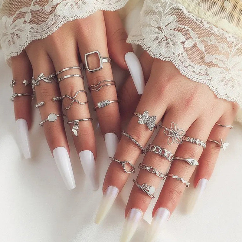 Silver Plated Stackable Rings (Pack of 23) - MySmartBazaar