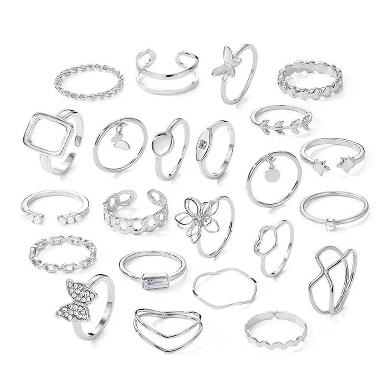 Silver Plated Stackable Rings (Pack of 23) - MySmartBazaar