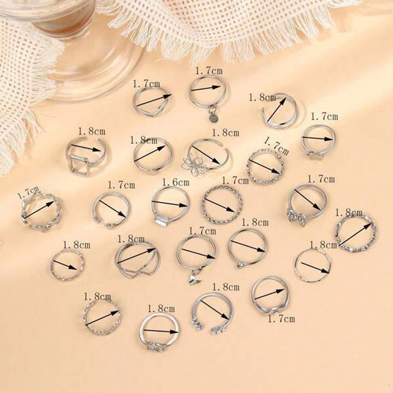 Silver Plated Stackable Rings (Pack of 23) - MySmartBazaar