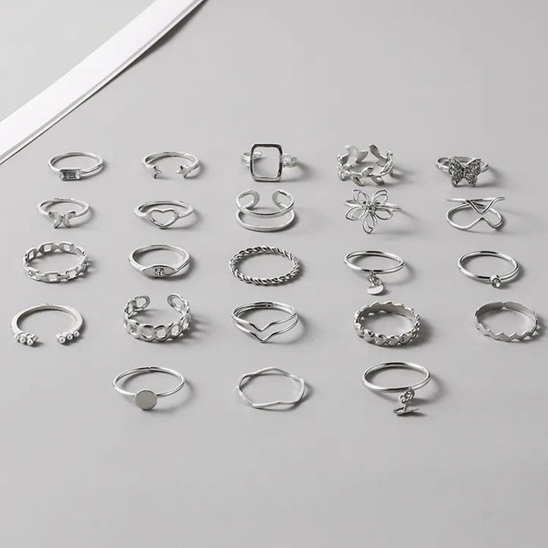 Silver Plated Stackable Rings (Pack of 23) - MySmartBazaar