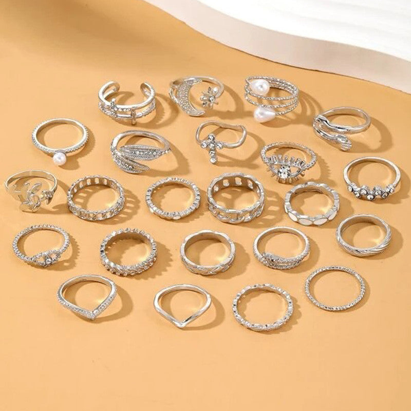 Silver Plated Stackable Rings (Pack of 23) - MySmartBazaar