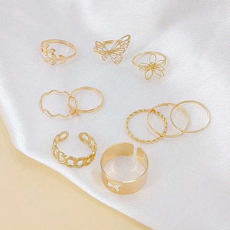 Gold Plated Stackable Rings (Pack of 10) - MySmartBazaar
