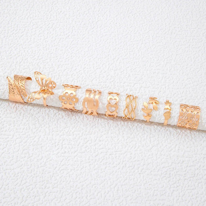 Gold Plated Stackable Rings (Pack of 9) - MySmartBazaar