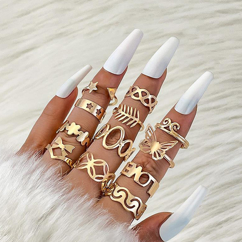 Gold Plated Stackable Rings (Pack of 12) - MySmartBazaar