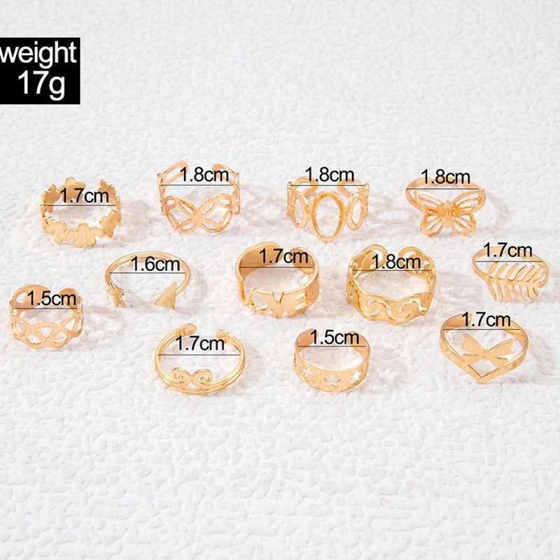 Gold Plated Stackable Rings (Pack of 12) - MySmartBazaar