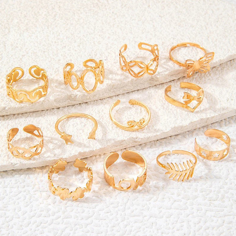 Gold Plated Stackable Rings (Pack of 12) - MySmartBazaar