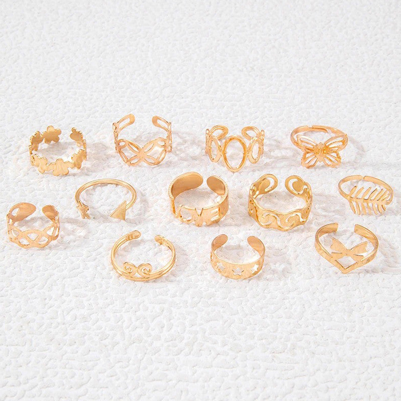 Gold Plated Stackable Rings (Pack of 12) - MySmartBazaar
