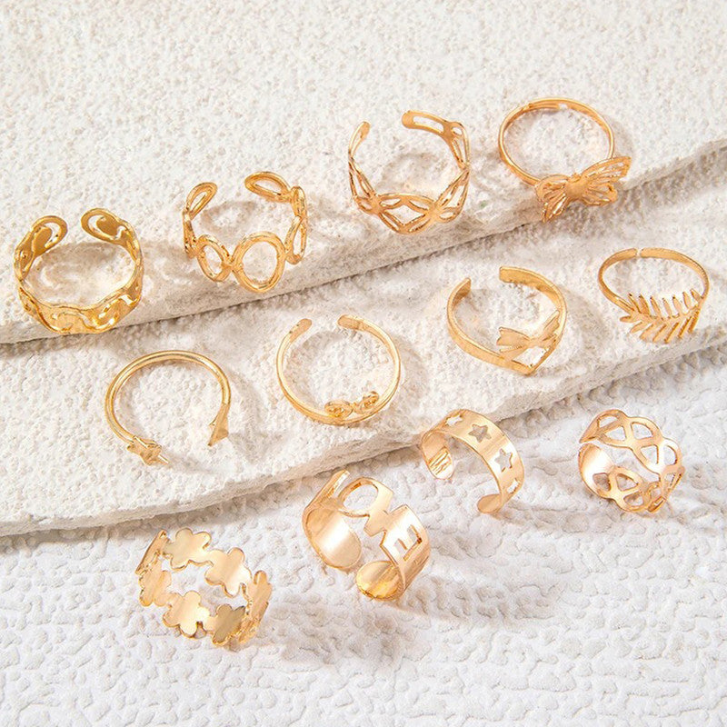 Gold Plated Stackable Rings (Pack of 12) - MySmartBazaar