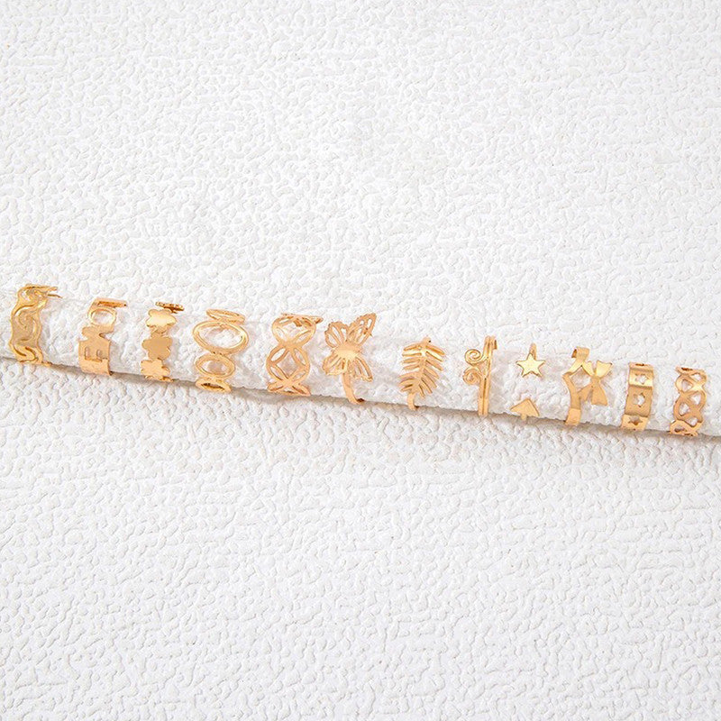 Gold Plated Stackable Rings (Pack of 12) - MySmartBazaar