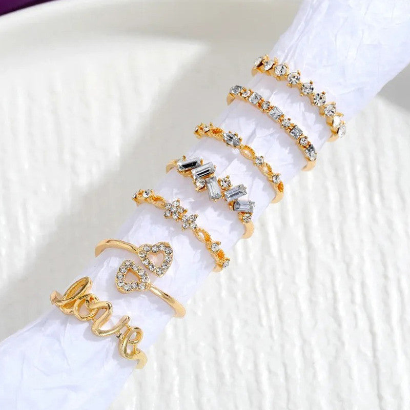 Gold Plated Stackable Rings Pack of 7 For Women - MySmartBazaar