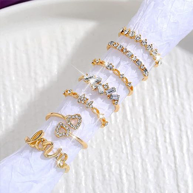Gold Plated Stackable Rings (Pack of 7) - MySmartBazaar
