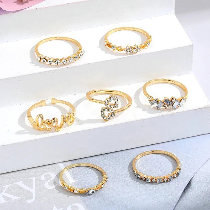 Gold Plated Stackable Rings (Pack of 7) - MySmartBazaar