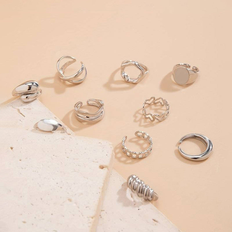 Trending Silver Plated Set of 10 Stackable Finger Rings - MySmartBazaar