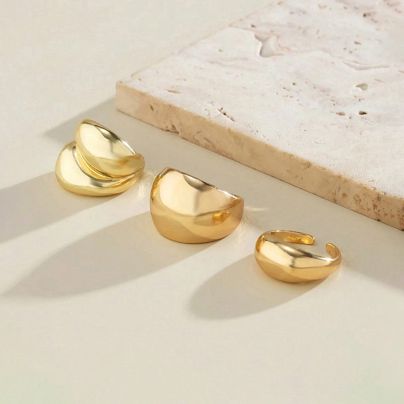 Trending Gold Plated Set of 3 Stackable Finger Rings - MySmartBazaar