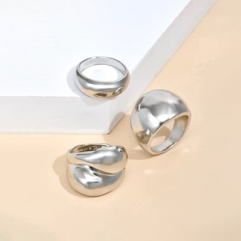 Trending Silver Plated Set of 3 Stackable Finger Rings - MySmartBazaar