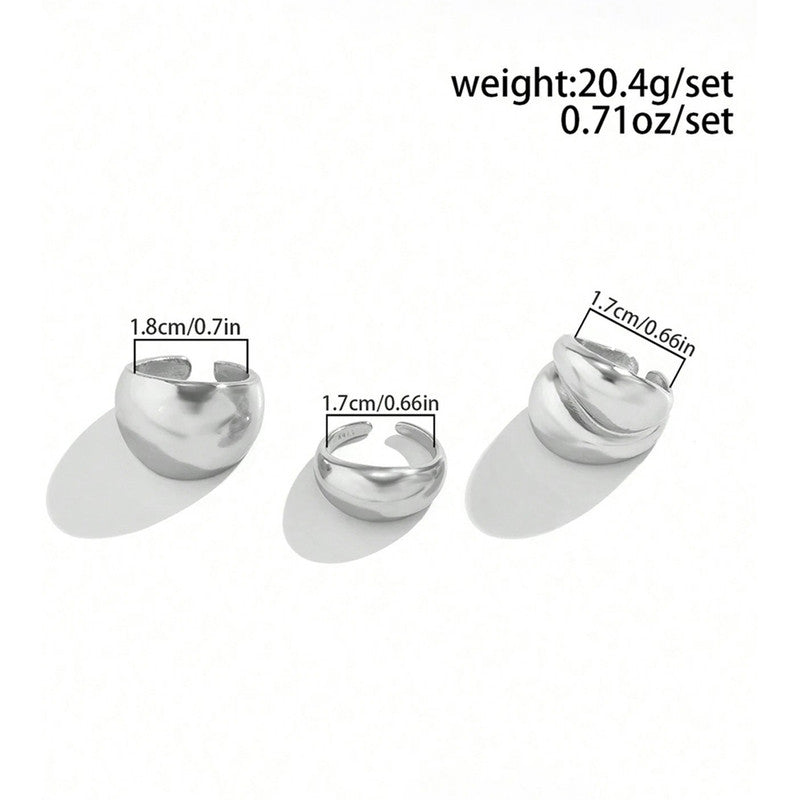 Trending Silver Plated Set of 3 Stackable Finger Rings - MySmartBazaar