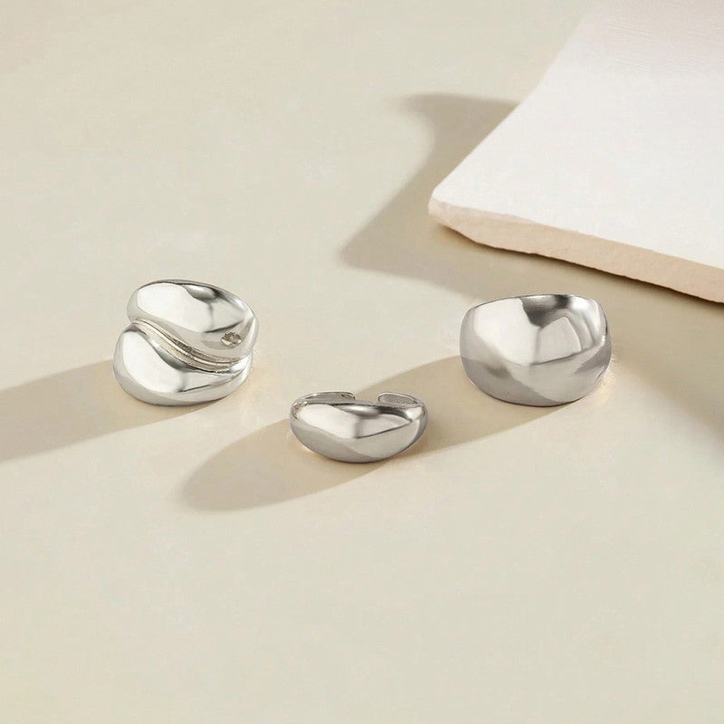 Trending Silver Plated Set of 3 Stackable Finger Rings - MySmartBazaar