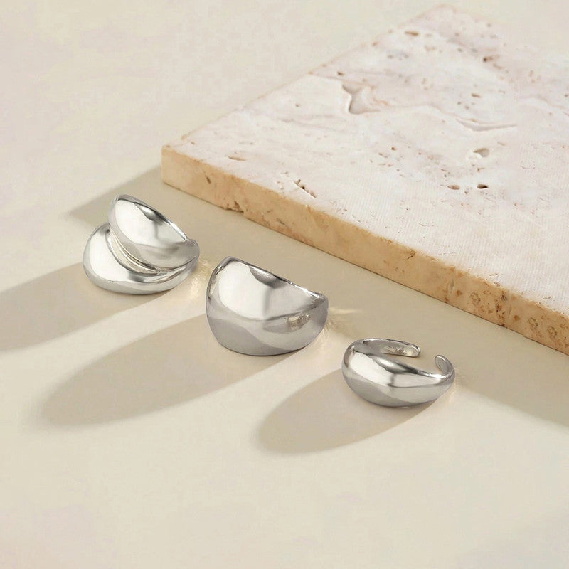 Trending Silver Plated Set of 3 Stackable Finger Rings - MySmartBazaar
