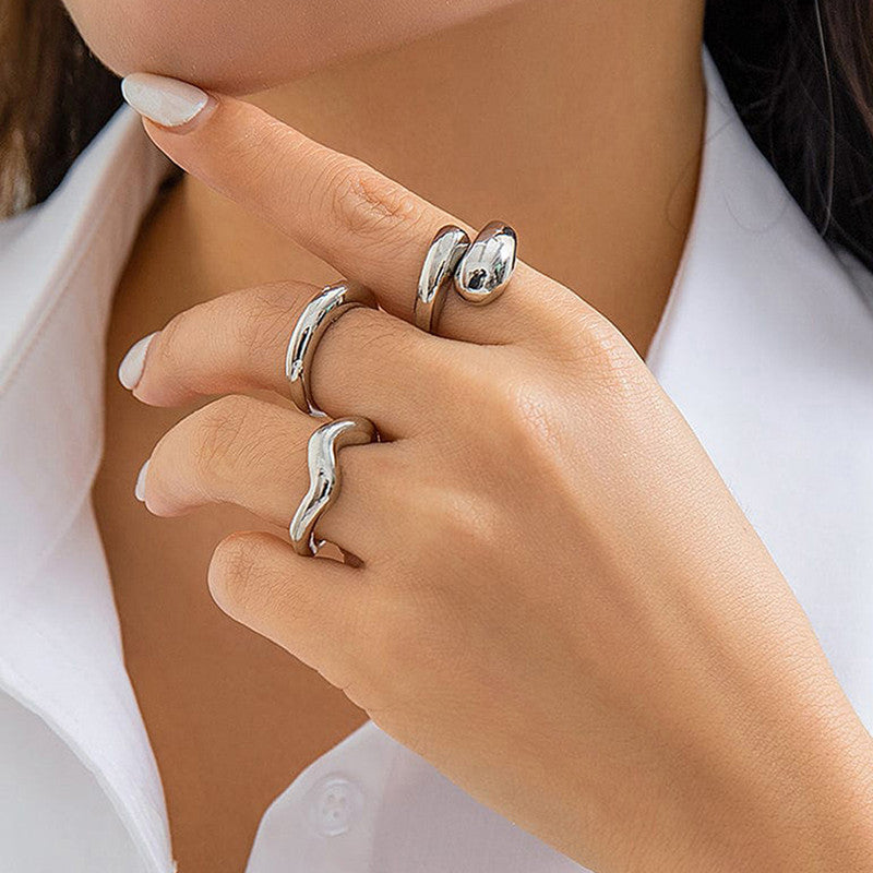 Trending Silver Plated Set of 3 Stackable Finger Rings - MySmartBazaar