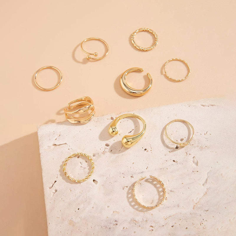 Trending Gold Plated Set of 10 Stackable Finger Rings - MySmartBazaar