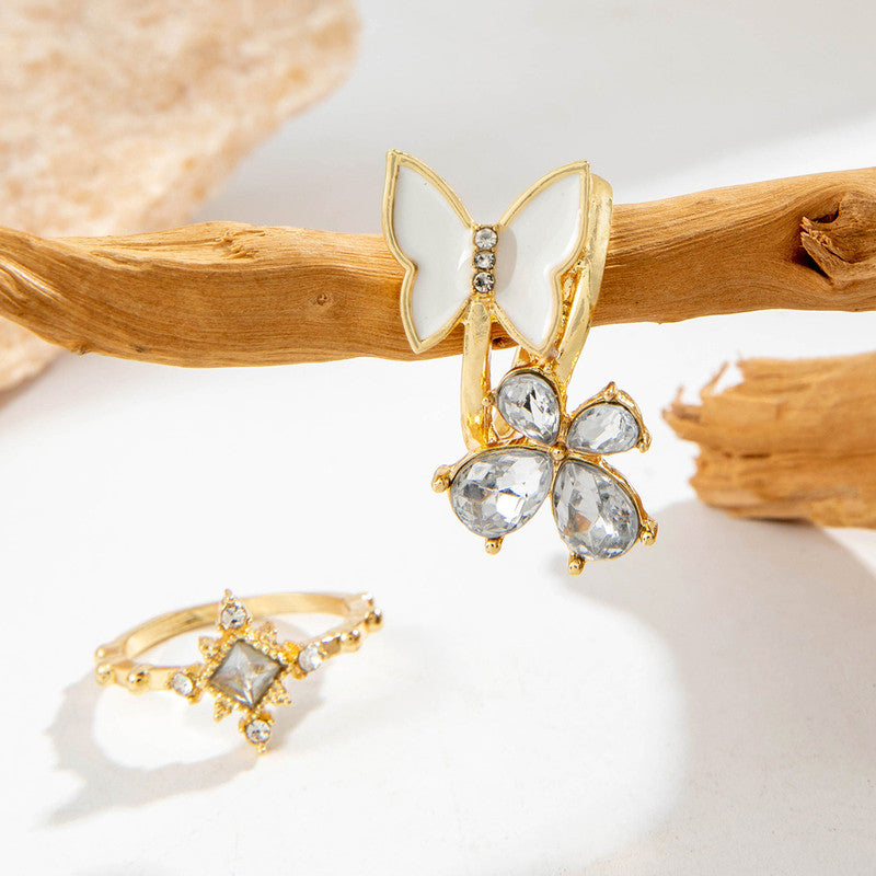 Trending Gold Plated Butterfly inspired Set of 5 Stackable Finger Rings - MySmartBazaar