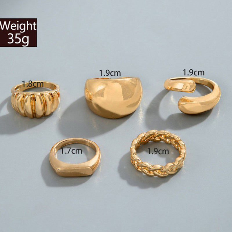 Trending Gold Plated Set of 5 Stackable Finger Rings - MySmartBazaar