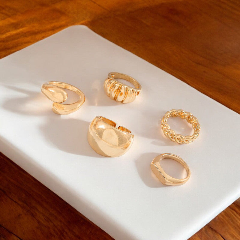 Trending Gold Plated Set of 5 Stackable Finger Rings - MySmartBazaar