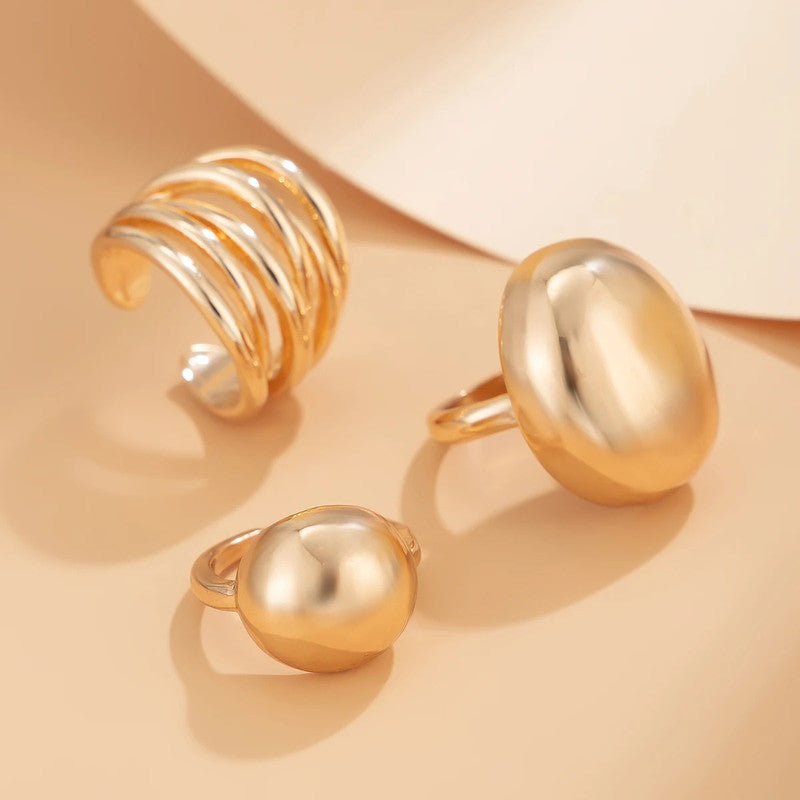 Trending Gold Plated Set of 3 Stackable Finger Rings - MySmartBazaar