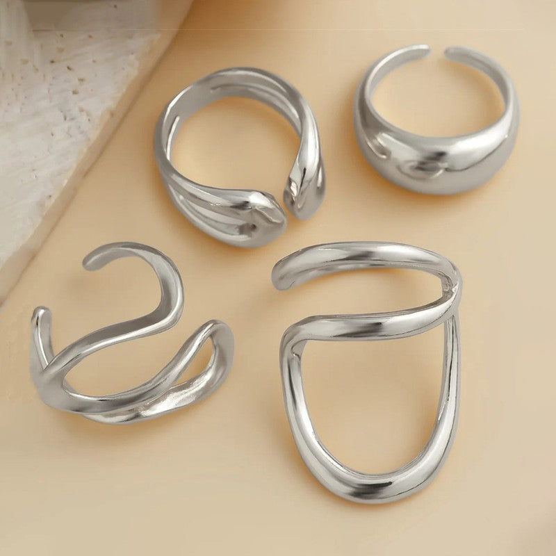 Trending Silver Plated Set of 4 Stackable Finger Rings - MySmartBazaar