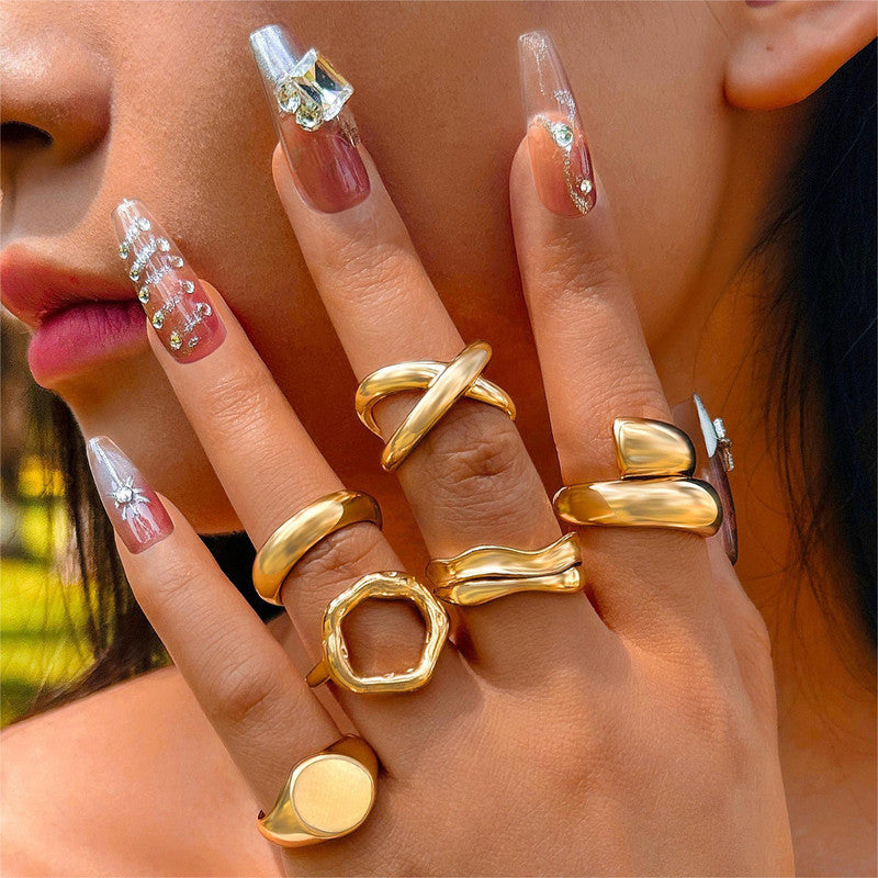 Trending Gold Plated Set of 6 Stackable Finger Rings - MySmartBazaar